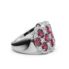 2.84 CTW Fancy Vivid Red and White Diamond Mosaic Cocktail Band in Platinum Ring