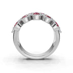 2.84 CTW Fancy Vivid Red and White Diamond Mosaic Cocktail Band in Platinum Ring
