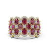 2.84 CTW Fancy Vivid Red and White Diamond Mosaic Cocktail Band in 18K Yellow Gold Ring