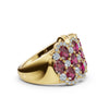 2.84 CTW Fancy Vivid Red and White Diamond Mosaic Cocktail Band in 18K Yellow Gold Ring