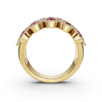 2.84 CTW Fancy Vivid Red and White Diamond Mosaic Cocktail Band in 14K Yellow Gold Ring