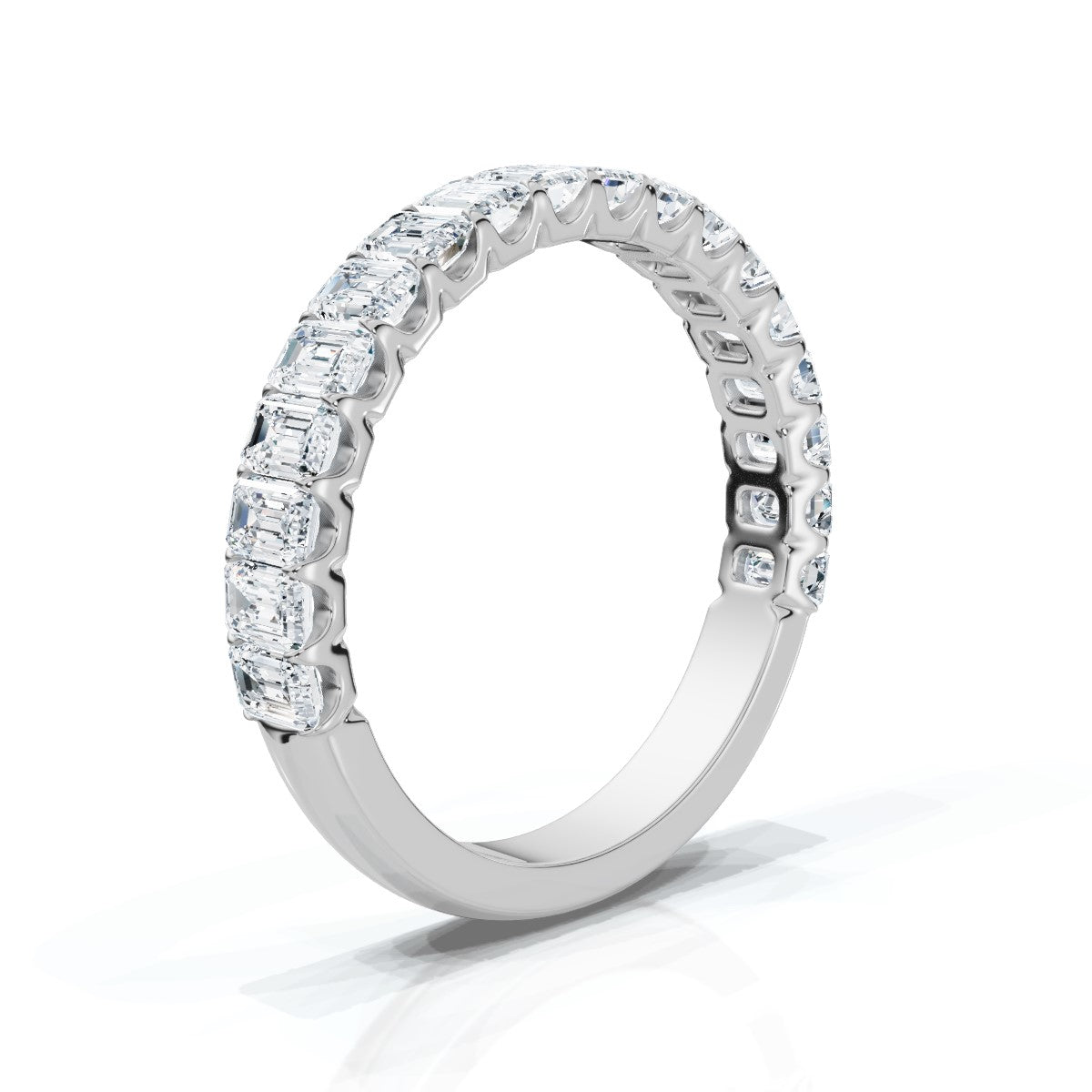 The Heritage Step: 1.62 CTW Emerald-Cut Diamond Eternity Ring 14K-18K Gold/Platinum