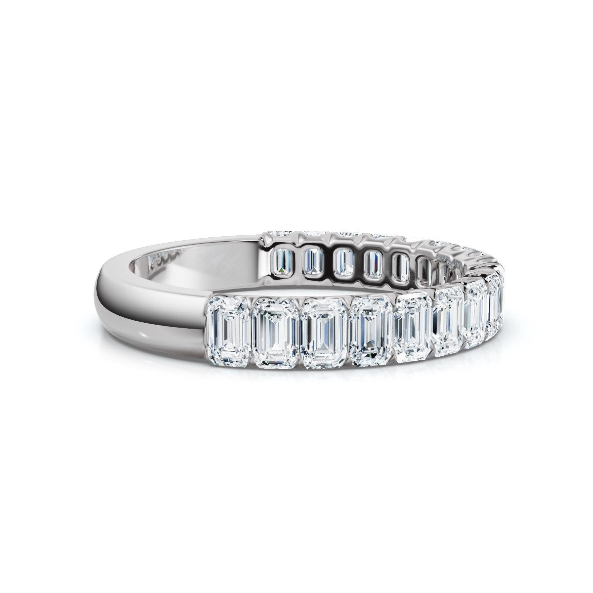 The Heritage Step: 1.62 CTW Emerald-Cut Diamond Eternity Ring 14K-18K Gold/Platinum