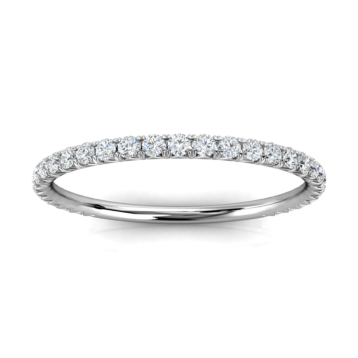 Eternal Sparkle 1.2mm Micro-Pavé Diamond Full Eternity Wedding Band in 14K White Gold Ring