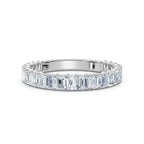 0.96-10 CTW Emerald Cut Lab Grown Diamond Shared Prong Eternity Band in Platinum