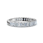 0.96-10 CTW Emerald Cut Lab Grown Diamond Shared Prong Eternity Band in 14K White Gold