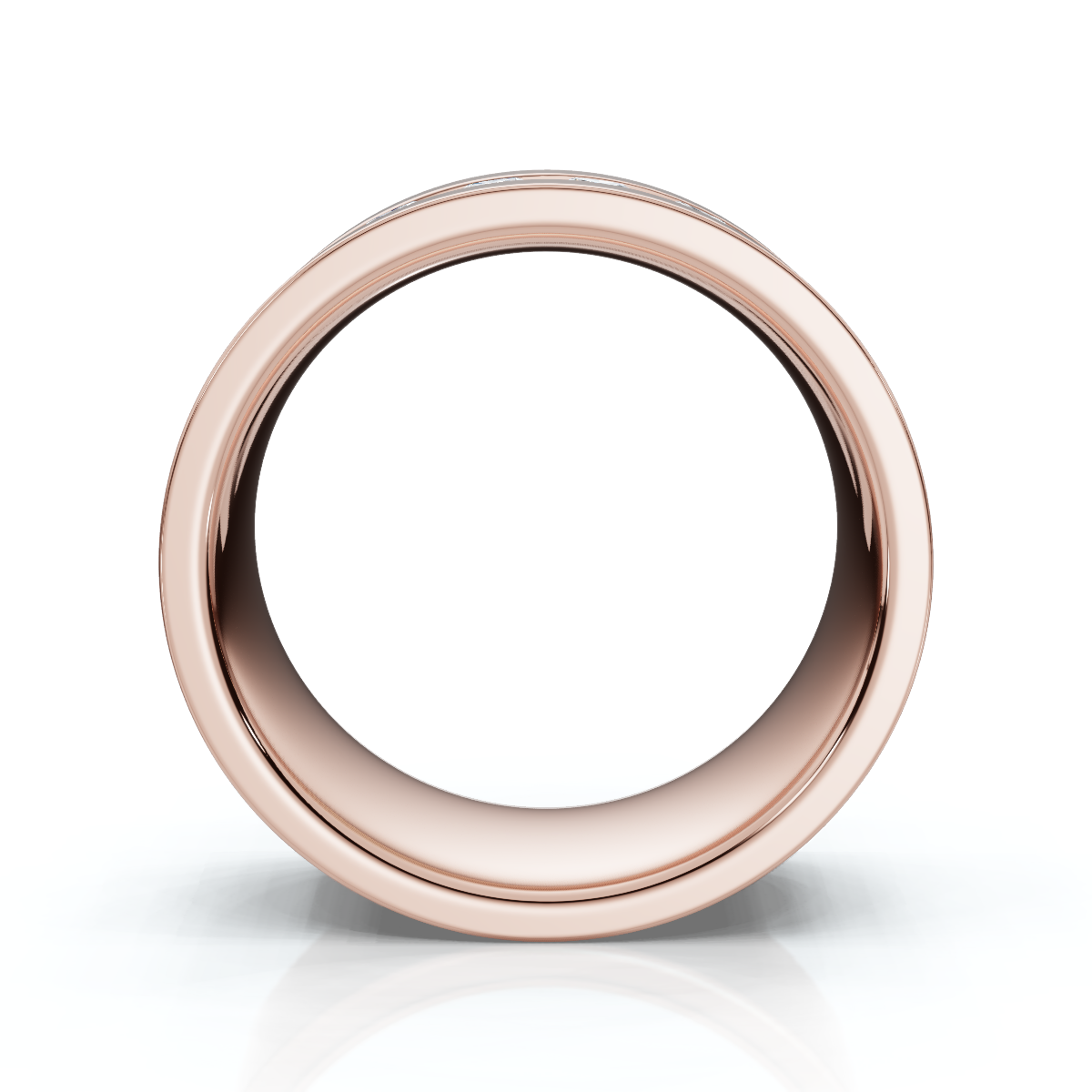 0.72 CTW Round Diamond Center Channel-Set Wedding Band in 14K Rose Gold (8mm) Ring