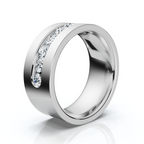 14 K White Gold Round Diamond Center Channel-Set Wedding Band