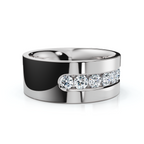 14 K White Gold Round Diamond Center Channel-Set Wedding Band