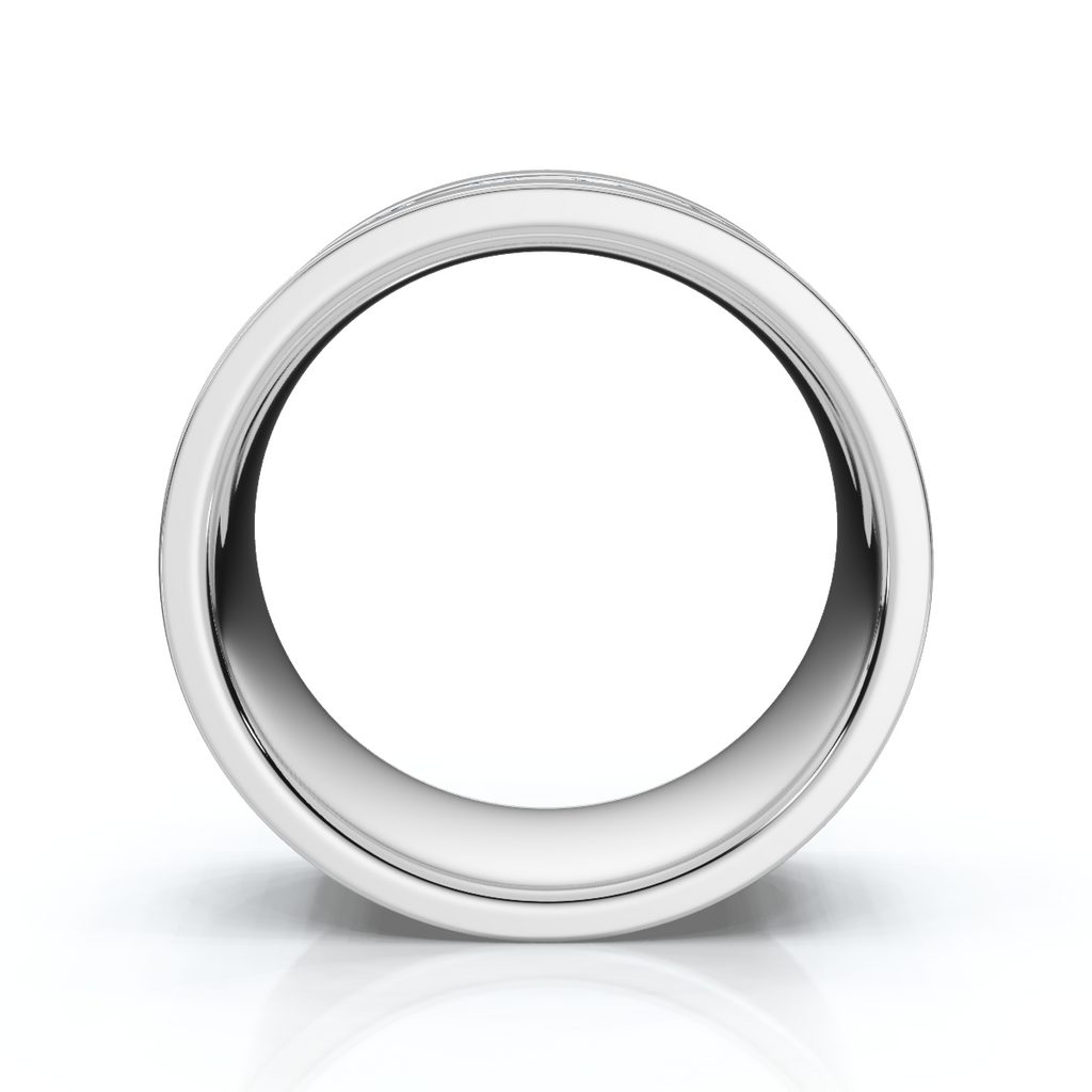 14 K White Gold Round Diamond Center Channel-Set Wedding Band