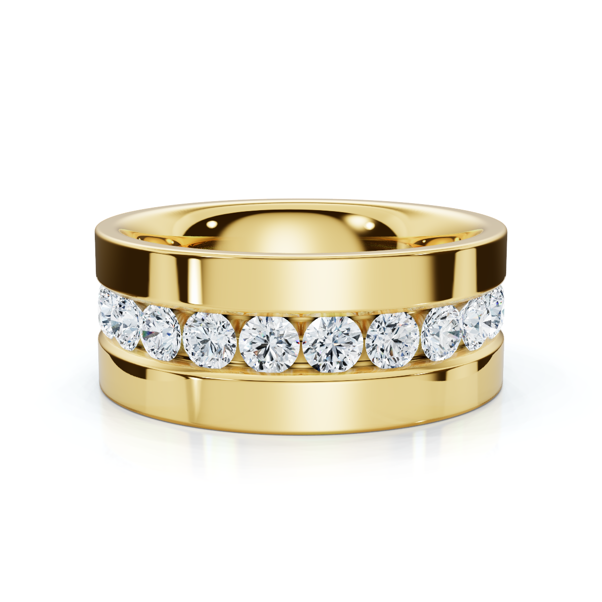 0.72 CTW Round Diamond Center Channel-Set Wedding Band in 14K Yellow Gold (8mm) Ring