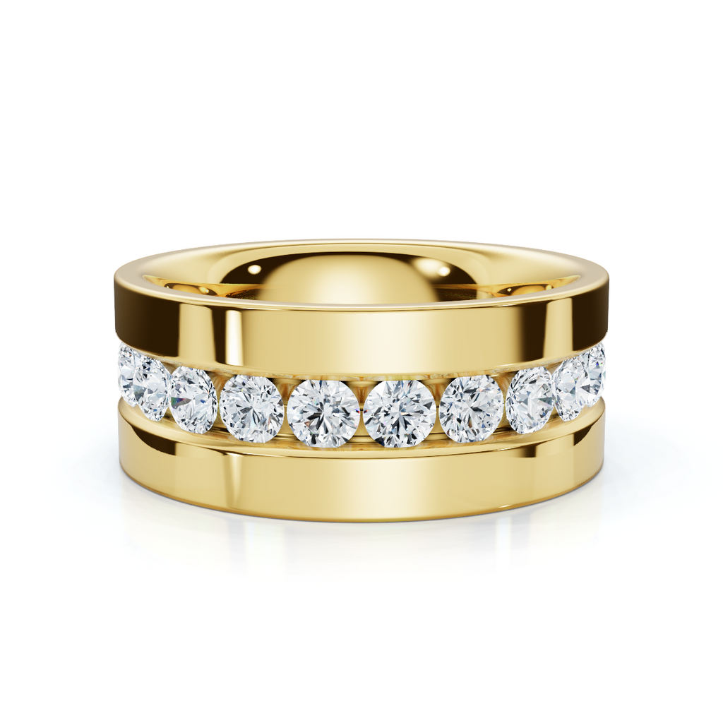 0.72 CTW Round Diamond Center Channel-Set Wedding Band in 14K Yellow Gold (8mm) Ring