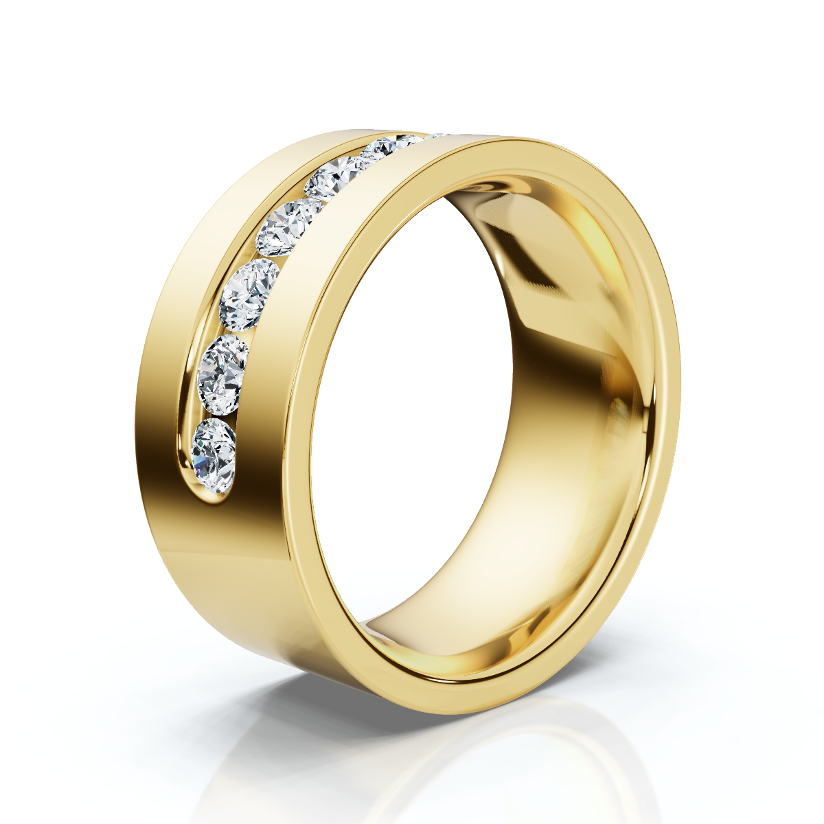 0.72 CTW Round Diamond Center Channel-Set Wedding Band in 14K Yellow Gold (8mm) Ring