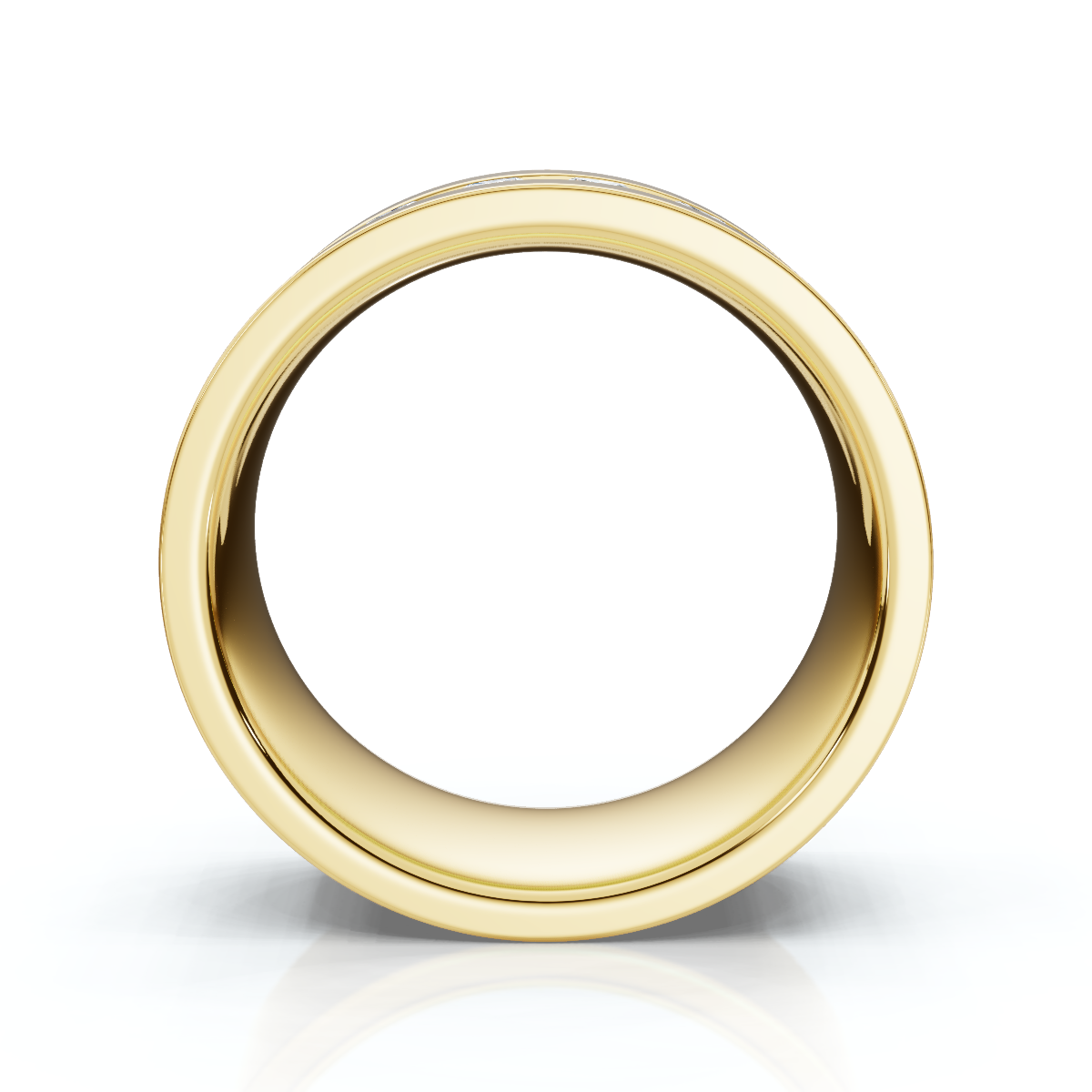 0.72 CTW Round Diamond Center Channel-Set Wedding Band in 14K Yellow Gold (8mm) Ring