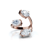 Multi-Shape Fancy Cut Lab Grown Diamond Spiral Bypass Rose Gold Ring 