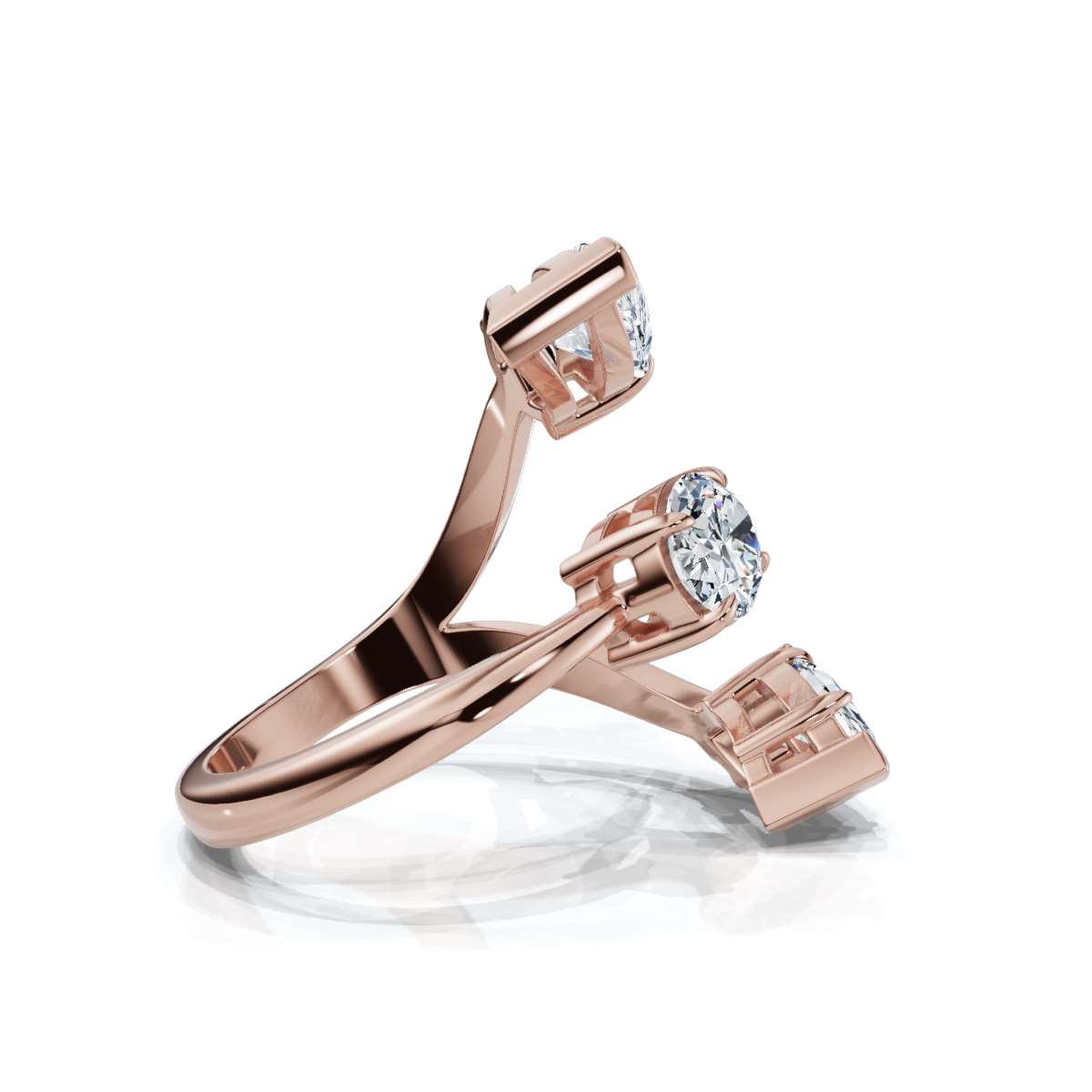 2.07-3 CTW Multi-Shape Fancy Cut Lab Grown Diamond Spiral Bypass Ring in 18K Rose Gold Ring