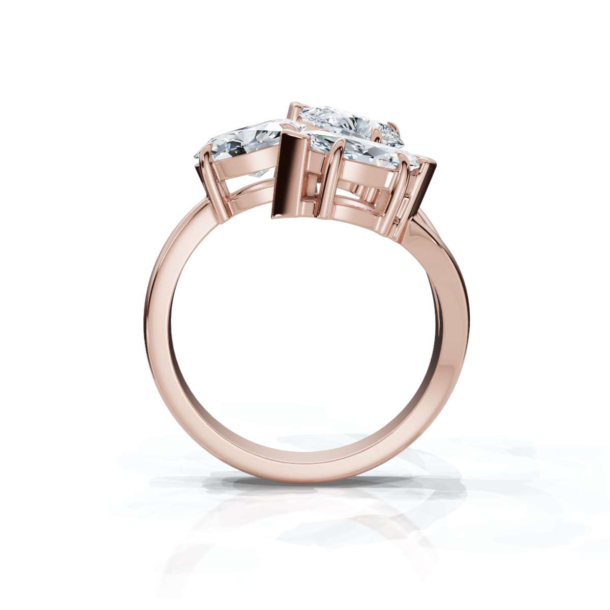 Multi-Shape Fancy Cut Lab Grown Diamond Spiral Bypass Rose Gold Ring 