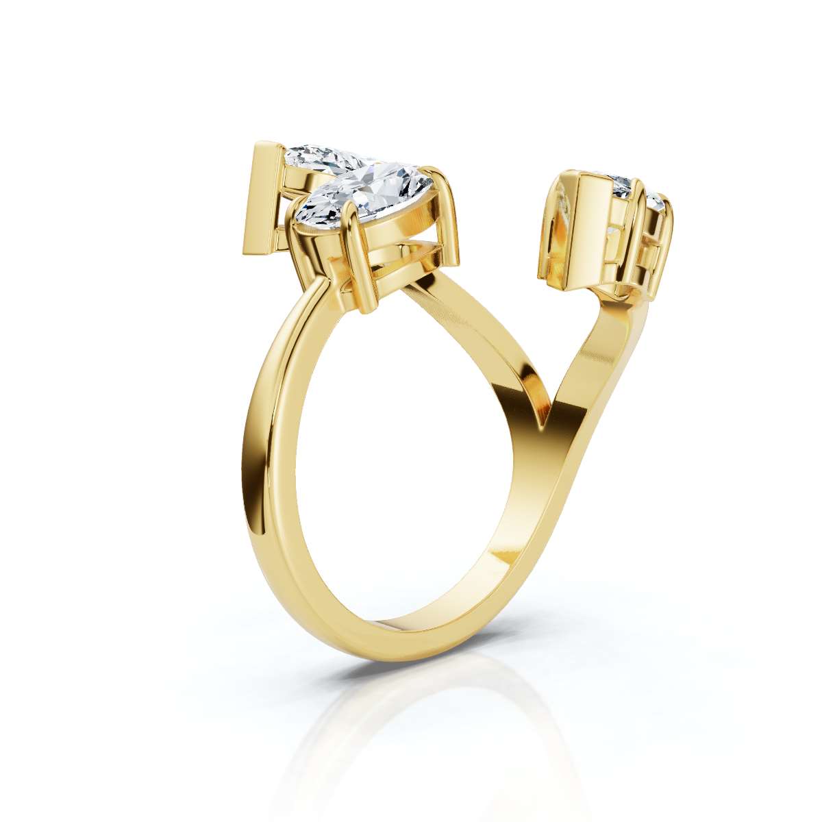 2.07-3 CTW Multi-Shape Fancy Cut Lab Grown Diamond Spiral Bypass Ring in 18K Yellow Gold Ring