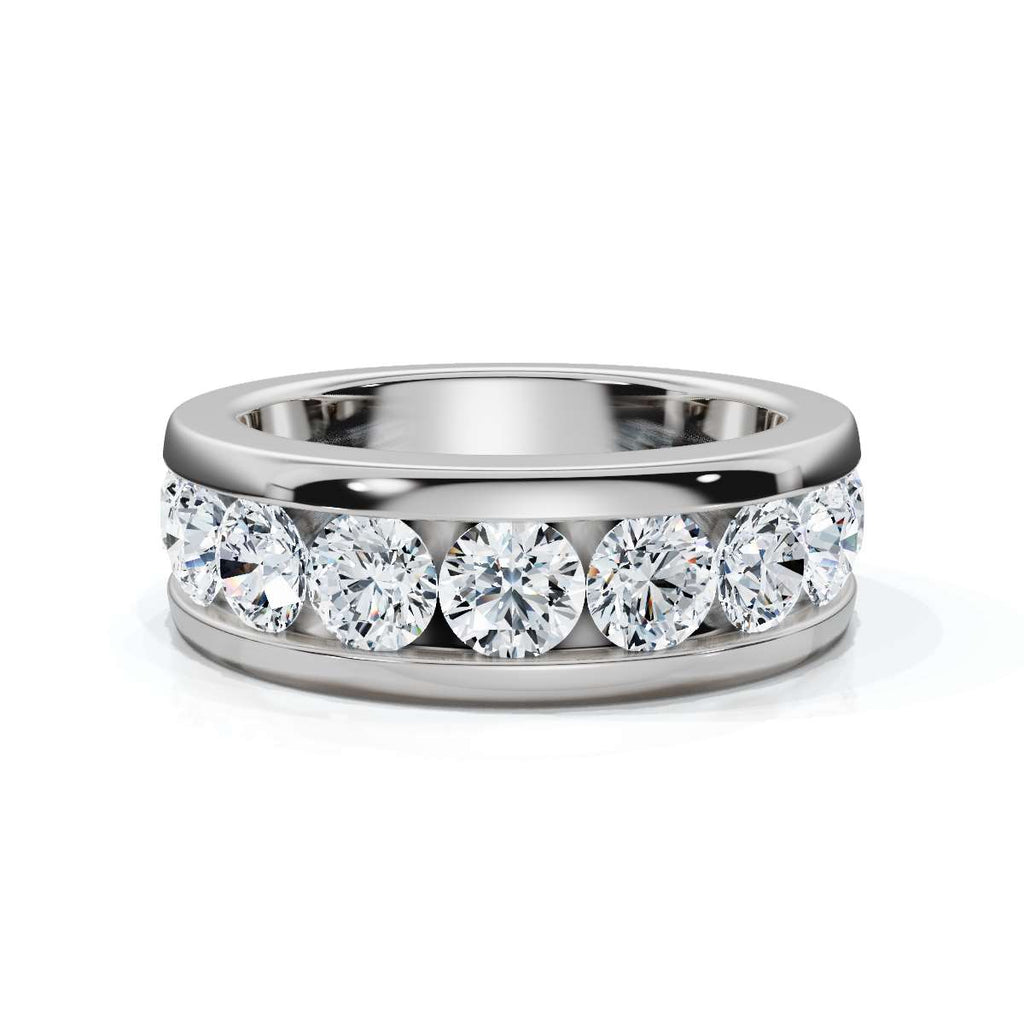 1.98 CTW Round Brilliant Cut Lab Grown Diamond Channel Set Wide Band in 14K White Gold