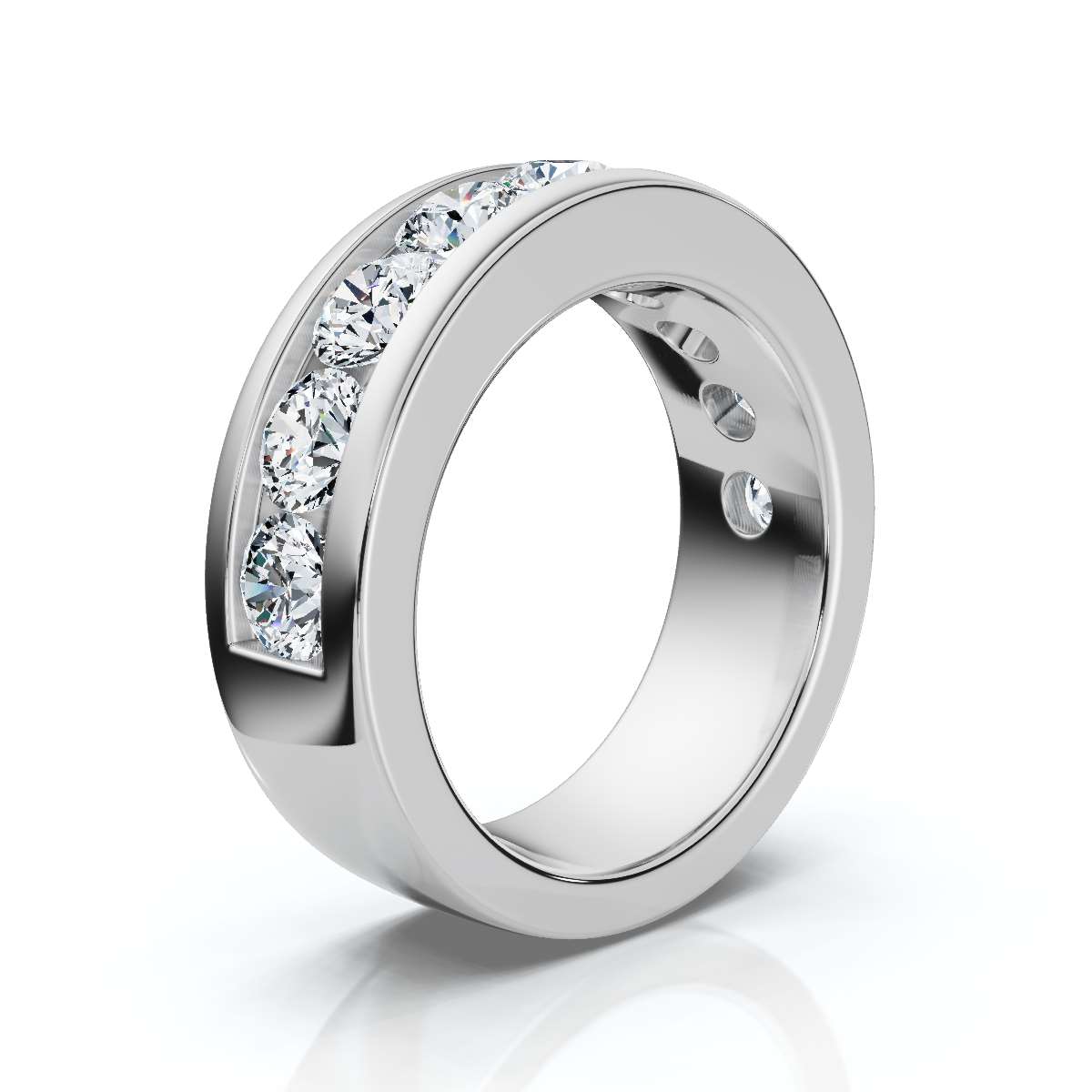 1.98 CTW Round Brilliant Cut Lab Grown Diamond Channel Set Wide Band in Platinum