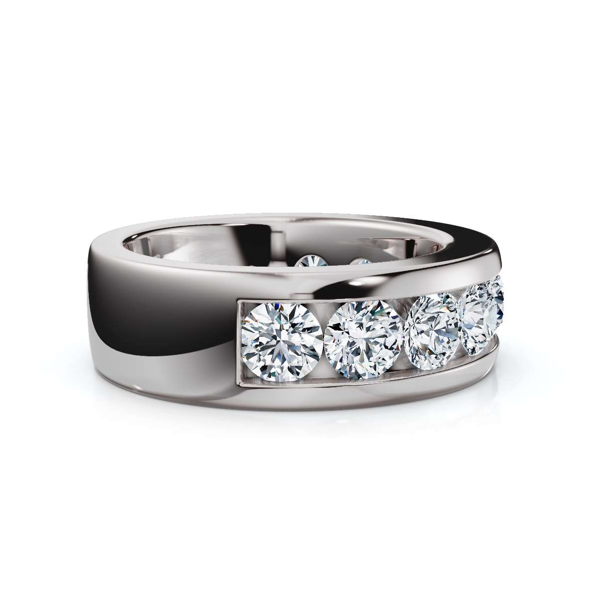 1.98 CTW Round Brilliant Cut Lab Grown Diamond Channel Set Wide Band in 14K White Gold
