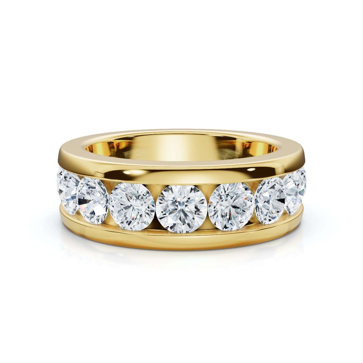 1.98 CTW Round Brilliant Cut Lab Grown Diamond Channel Set Wide Band in 14K Yellow Gold Ring
