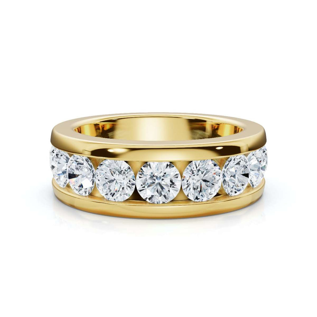 1.98 CTW Round Brilliant Cut Lab Grown Diamond Channel Set Wide Band in 14K Yellow Gold Ring
