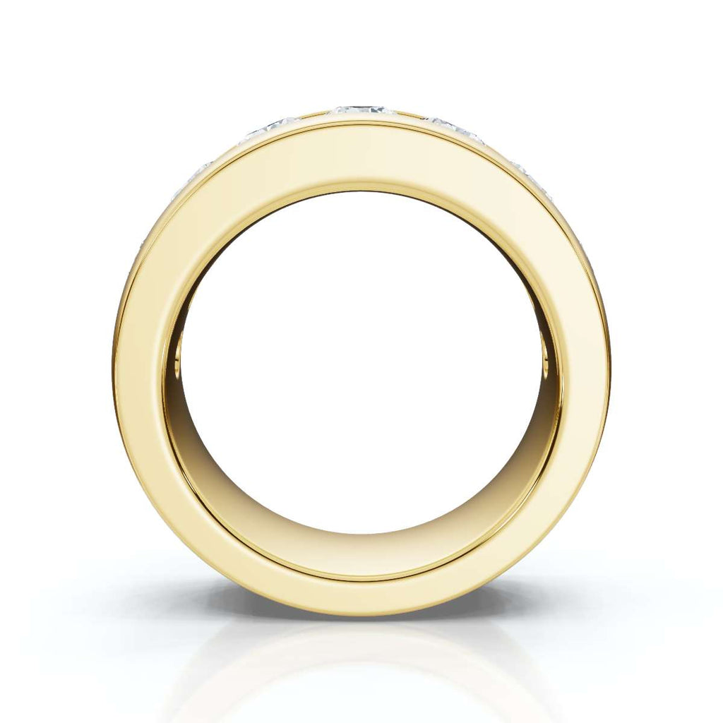 1.98 CTW Round Brilliant Cut Lab Grown Diamond Channel Set Wide Band in 14K Yellow Gold Ring
