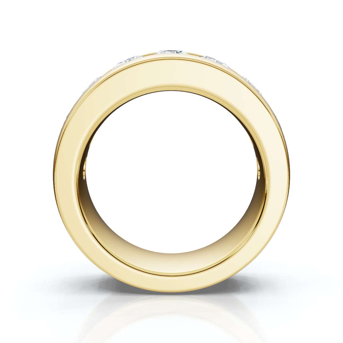 1.98 CTW Round Brilliant Cut Lab Grown Diamond Channel Set Wide Band in 14K Yellow Gold Ring