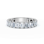 1.90-11 CTW Emerald Cut Lab Grown Diamond Eternity Band in 18K White Gold