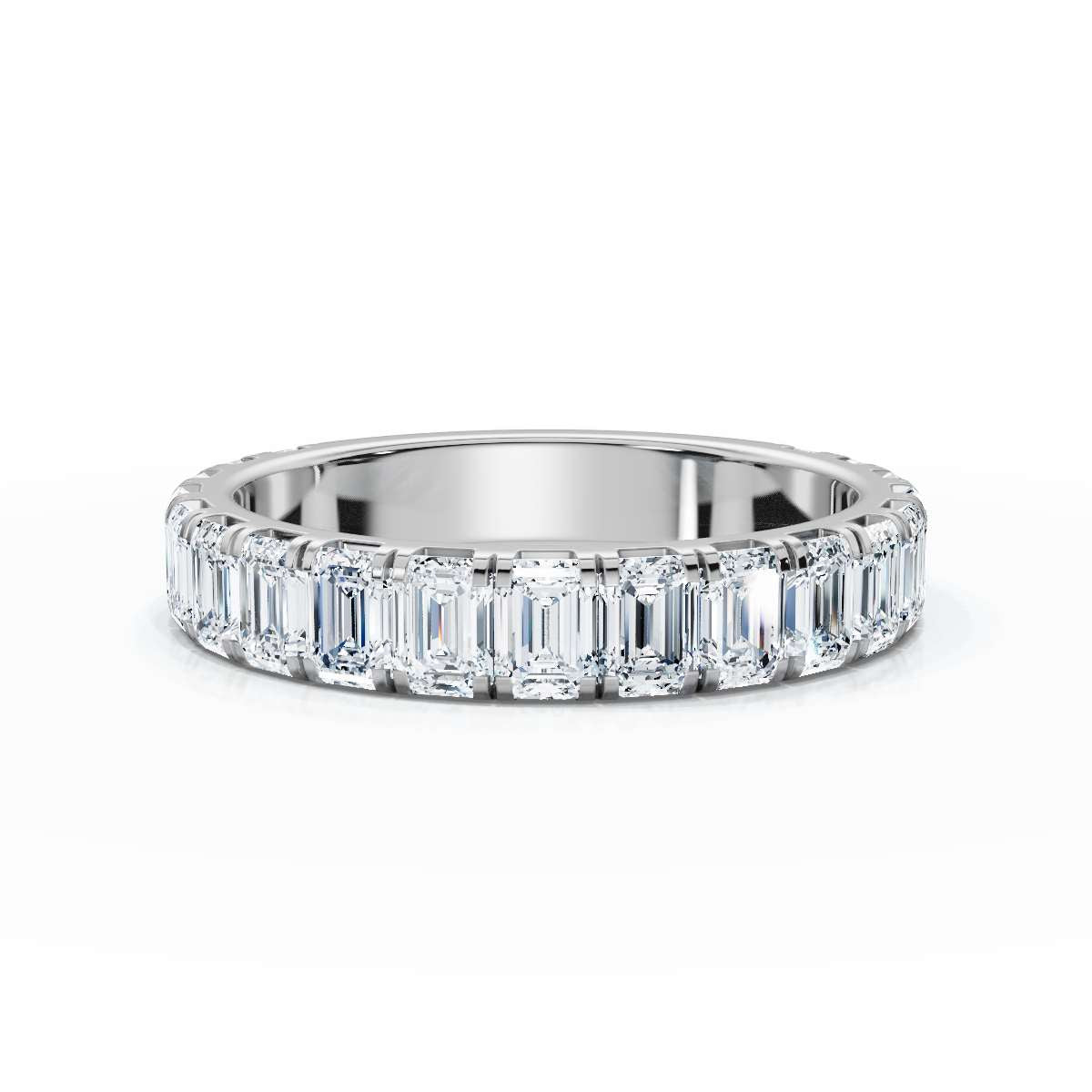 1.90-11 CTW Emerald Cut Lab Grown Diamond Eternity Band in 18K White Gold