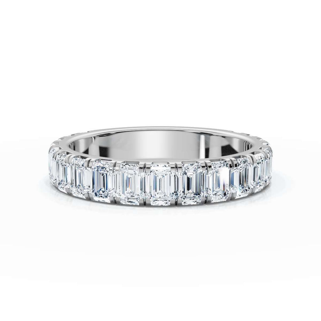 1.90-11 CTW Emerald Cut Lab Grown Diamond Eternity Band in 18K White Gold