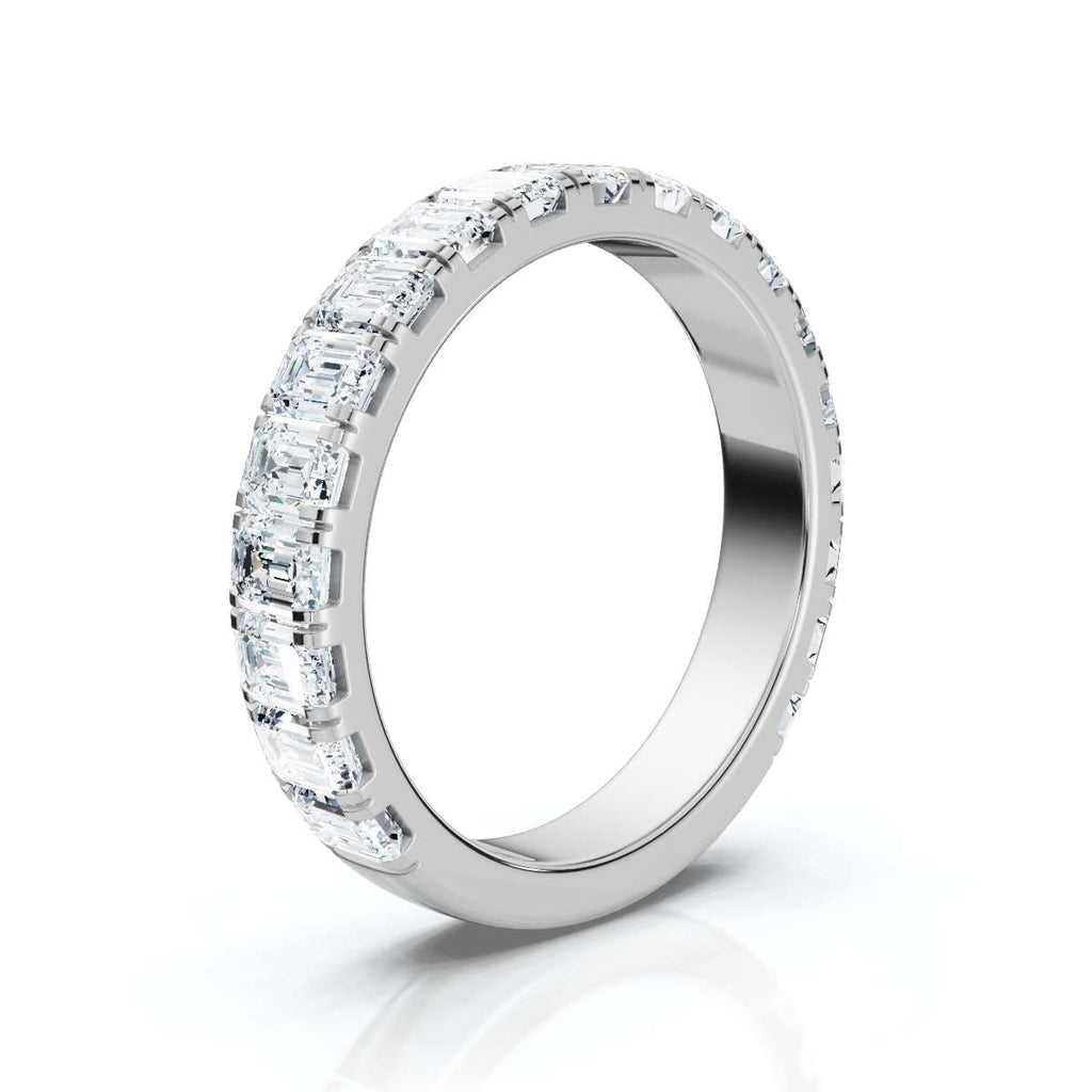1.90-11 CTW Emerald Cut Lab Grown Diamond Eternity Band in 18K White Gold