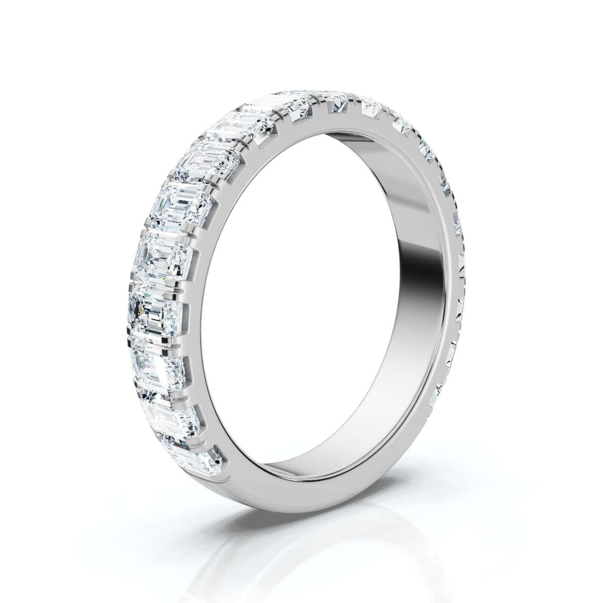 1.90-11 CTW Emerald Cut Lab Grown Diamond Eternity Band in 18K White Gold