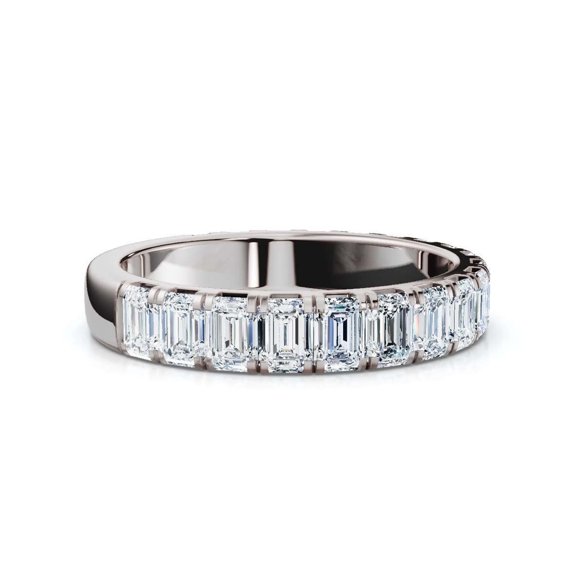 1.90-11 CTW Emerald Cut Lab Grown Diamond Eternity Band in 18K White Gold