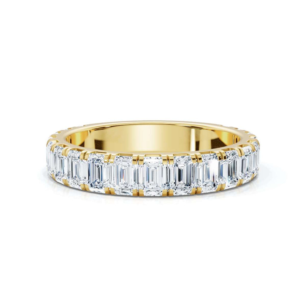 1.90-11 CTW Emerald Cut Lab Grown Diamond Eternity Band in 18K Yellow Gold