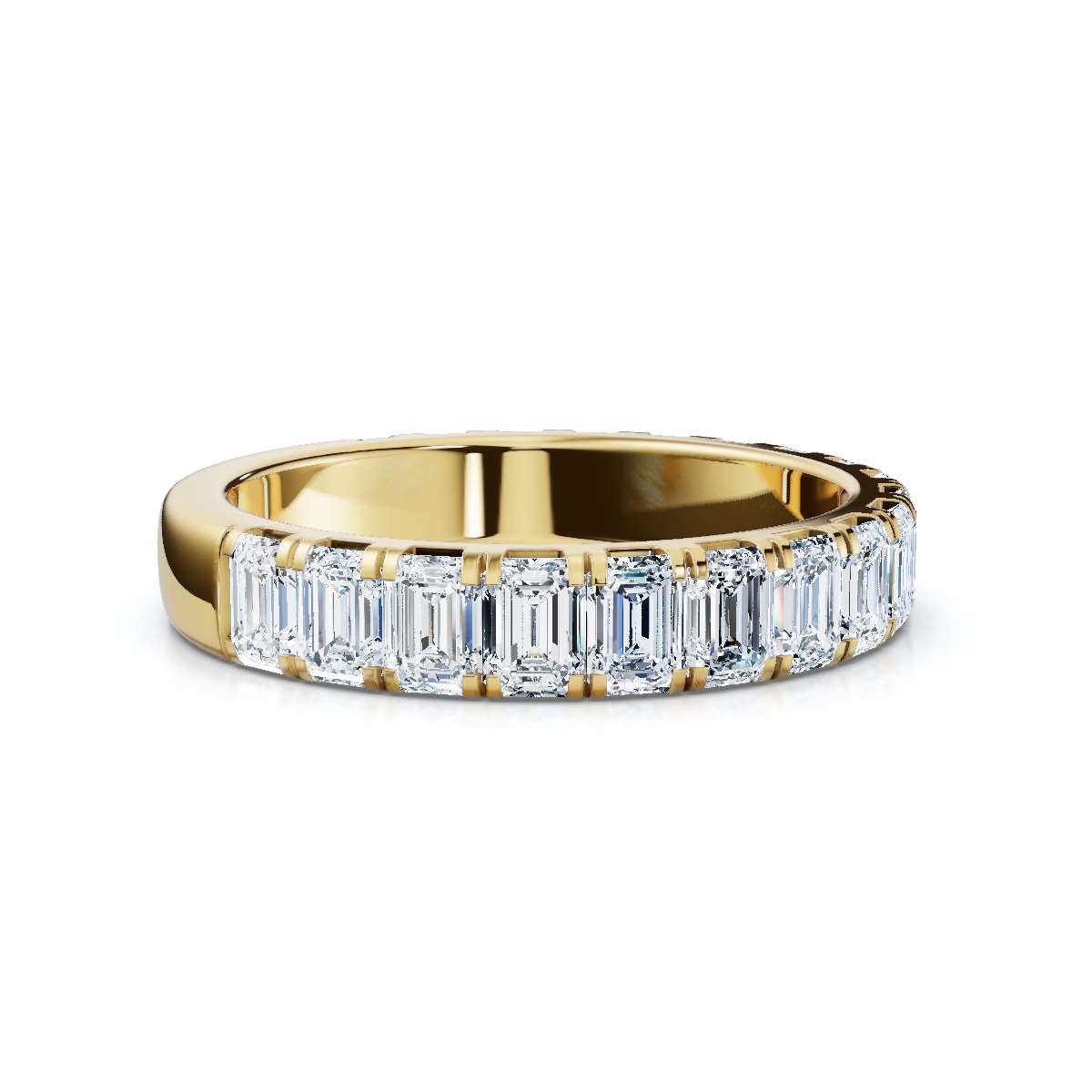 1.90-11 CTW Emerald Cut Lab Grown Diamond Eternity Band in 18K Yellow Gold