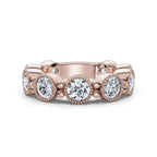 2.25 CTW Round Diamond Milgrain Scalloped Bezel Band in 14K Rose Gold Ring