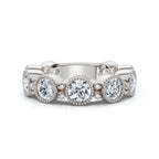 2.25 CTW Round Diamond Milgrain Scalloped Bezel Band in Platinum Ring