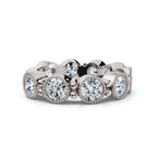 2.25 CTW Round Diamond Milgrain Scalloped Bezel Band in Platinum Ring