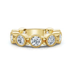 2.25 CTW Round Diamond Milgrain Scalloped Bezel Band in 14K Yellow Gold Ring