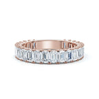 2.52-7 CTW Emerald Cut Lab Grown Diamond U-Prong Eternity Band in 14K Rose Gold
