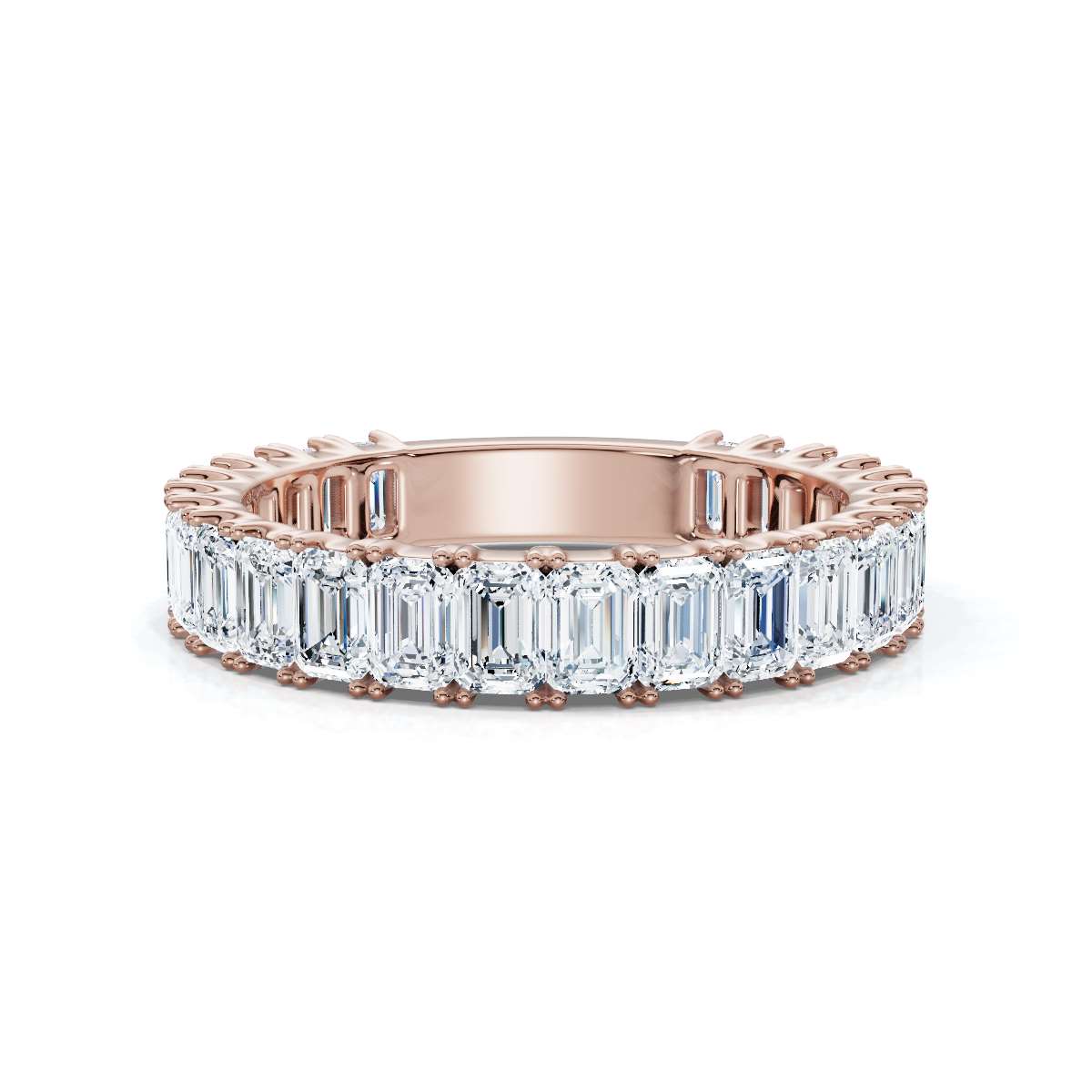 2.52-7 CTW Emerald Cut Lab Grown Diamond U-Prong Eternity Band in 18K Rose Gold