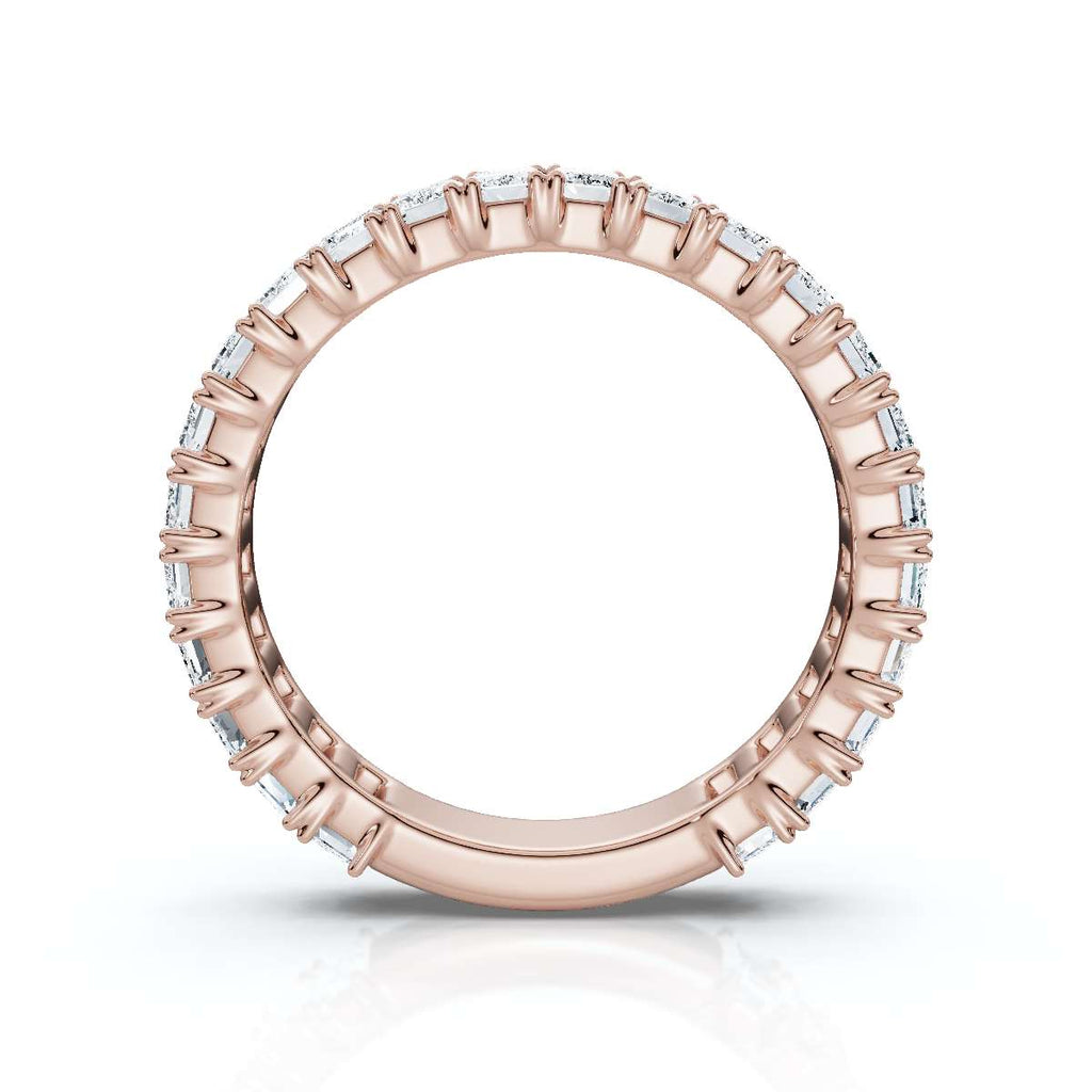 2.52-7 CTW Emerald Cut Lab Grown Diamond U-Prong Eternity Band in 14K Rose Gold