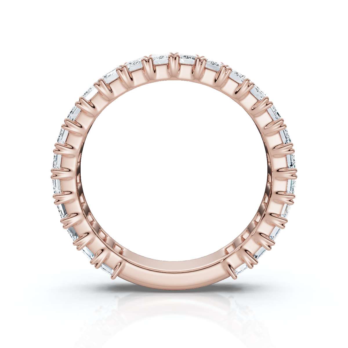 2.52-7 CTW Emerald Cut Lab Grown Diamond U-Prong Eternity Band in 18K Rose Gold