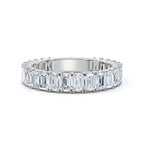 2.52-7 CTW Emerald Cut Lab Grown Diamond U-Prong Eternity Band in 14K White Gold