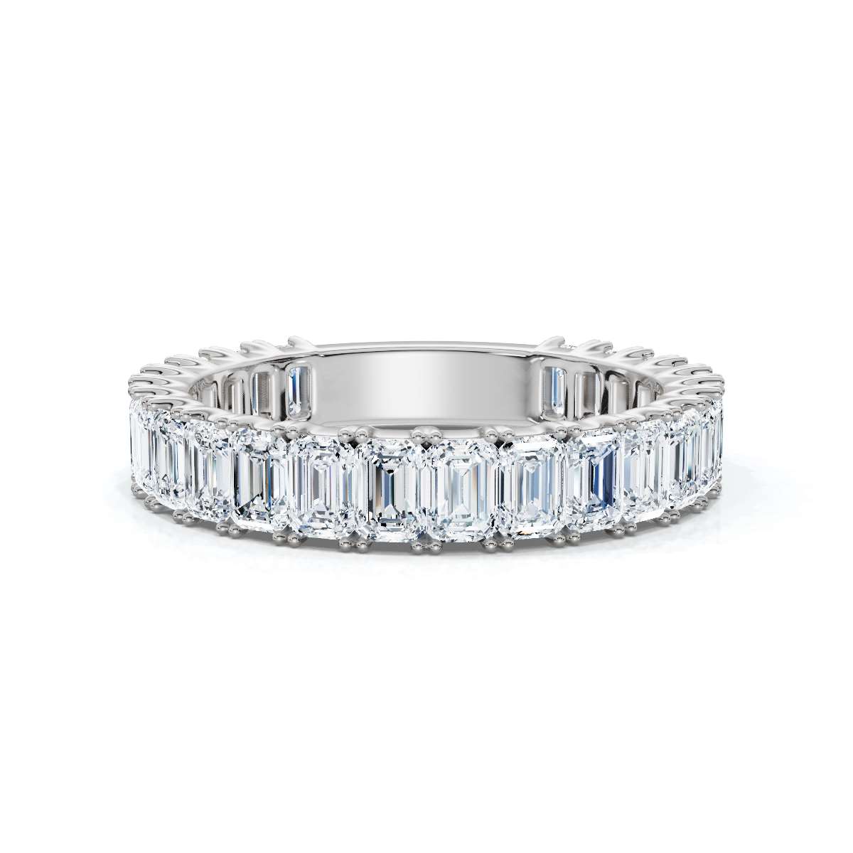 2.52-7 CTW Emerald Cut Lab Grown Diamond U-Prong Eternity Band in 14K White Gold