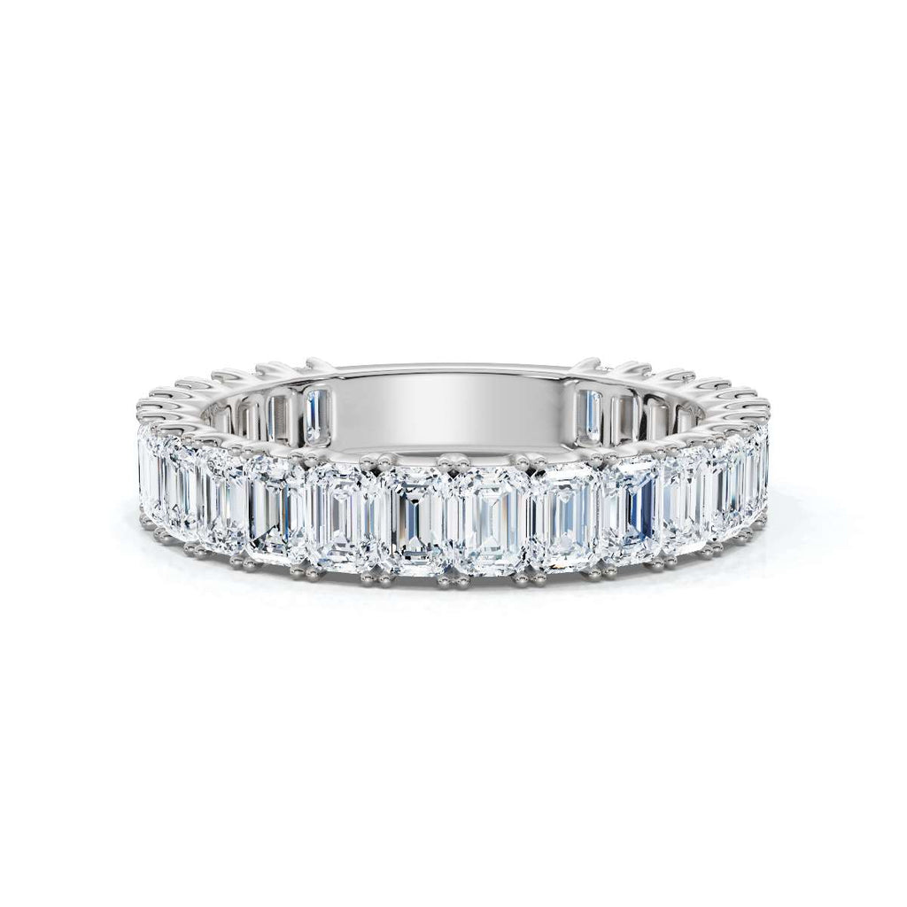 2.52-7 CTW Emerald Cut Lab Grown Diamond U-Prong Eternity Band in 14K White Gold