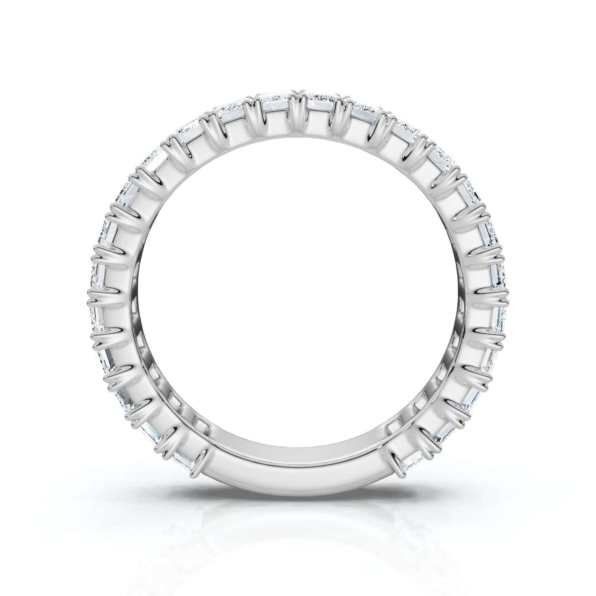 2.52-7 CTW Emerald Cut Lab Grown Diamond U-Prong Eternity Band in 14K White Gold