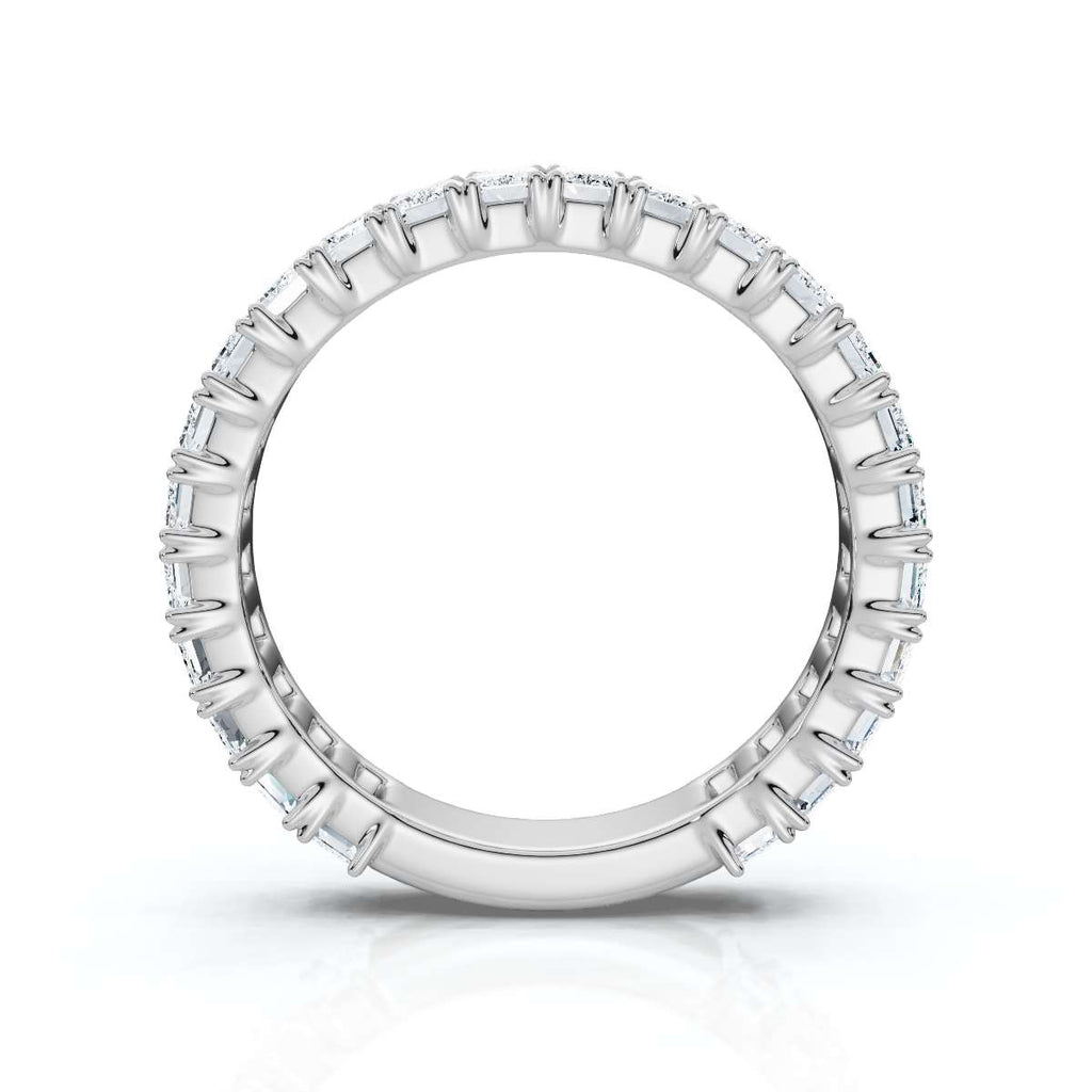 2.52-7 CTW Emerald Cut Lab Grown Diamond U-Prong Eternity Band in 18K White Gold
